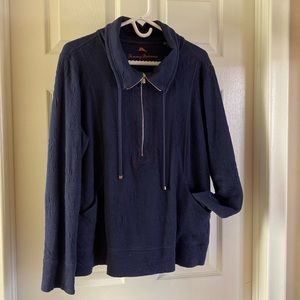 Cute Navy Tommy Bahama Half-zip Pullover - XL